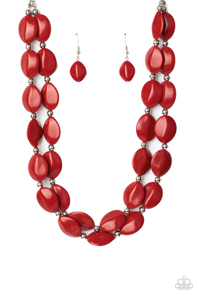 Paparazzi Two-Story Stunner - Red Necklace