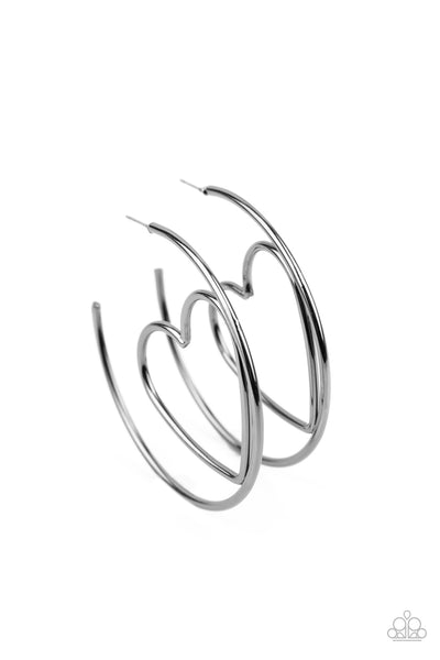 Paparazzi Love At First BRIGHT - Black Earrings