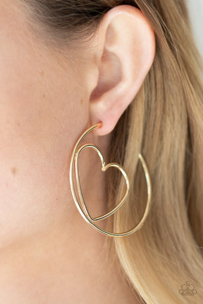 Paparazzi Love At First BRIGHT - Gold Earrings