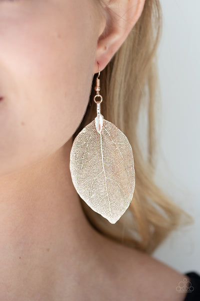 Paparazzi Leafy Legacy - Rose Gold Earrings