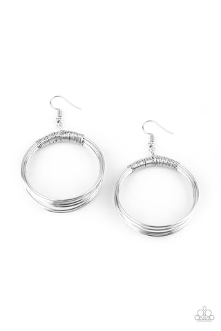 Paparazzi Urban-Spun - Silver Earrings