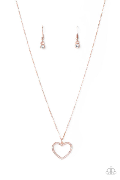Paparazzi GLOW by Heart - Rose Gold Necklace
