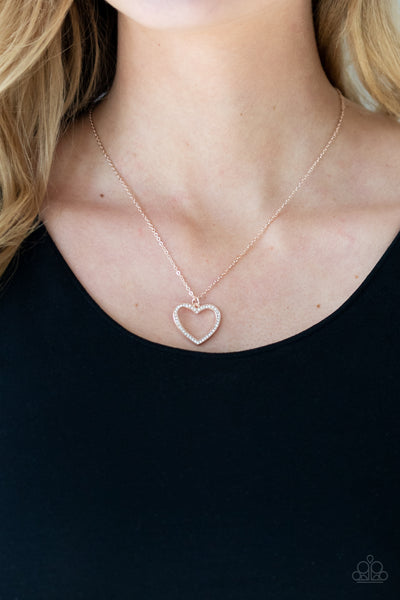 Paparazzi GLOW by Heart - Rose Gold Necklace
