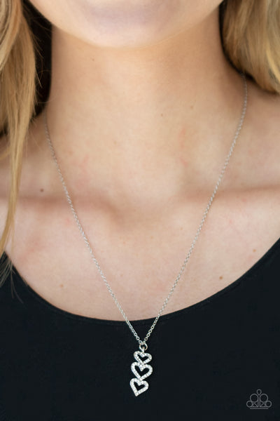 Paparazzi With All Your HEARTS - White Necklace