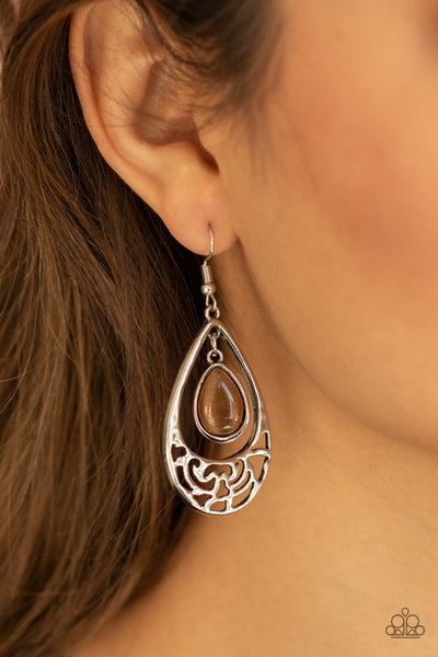 Paparazzi DEW You Feel Me? - Brown Earrings