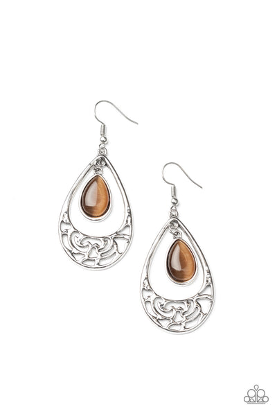 Paparazzi DEW You Feel Me? - Brown Earrings
