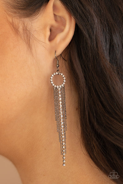 Paparazzi Pass The Glitter - Black Earrings