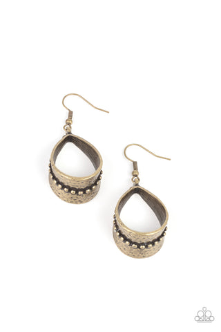 Paparazzi STIRRUP Some Trouble - Brass Earrings