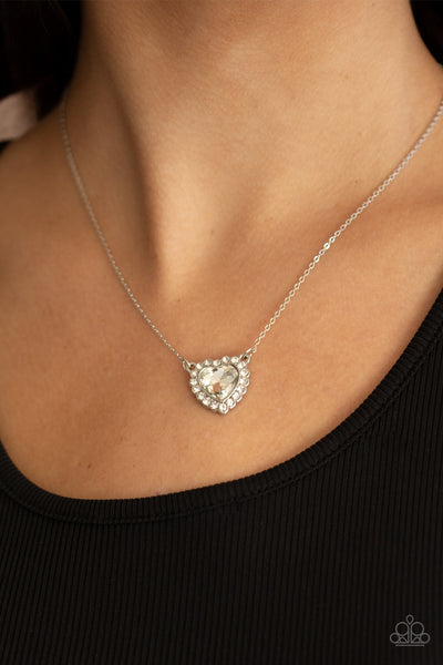 Paparazzi Out of the GLITTERY-ness of Your Heart - White Necklace
