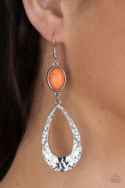 Paparazzi Badlands Baby - Orange Earrings