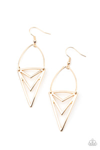Paparazzi Proceed With Caution - Gold Earrings