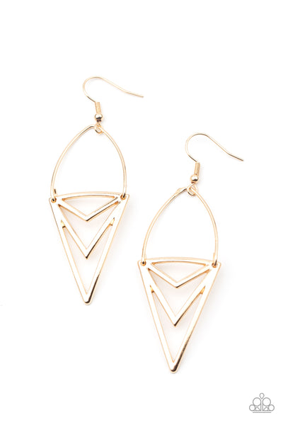 Paparazzi Proceed With Caution - Gold Earrings