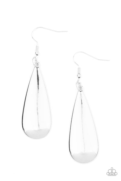 Paparazzi The Drop Off - Silver Earrings
