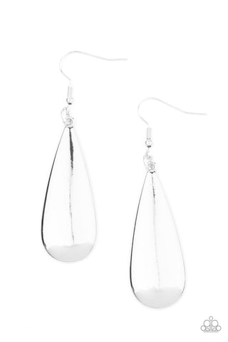 Paparazzi The Drop Off - Silver Earrings
