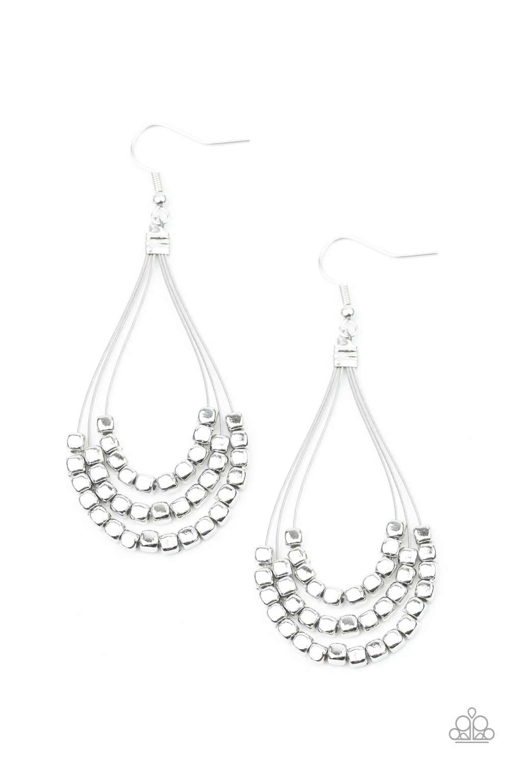 Paparazzi Off The Blocks Shimmer - Silver Earrings