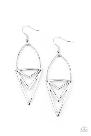Paparazzi Proceed With Caution - Silver Earrings