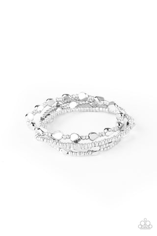Paparazzi Fashionably Faceted - Silver Bracelet