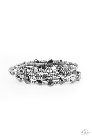 Paparazzi Fashionably Faceted - Black Bracelet