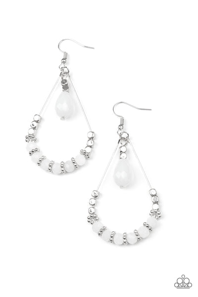 Paparazzi Lovely Lucidity - White Earrings