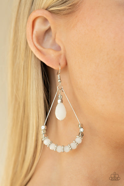 Paparazzi Lovely Lucidity - White Earrings