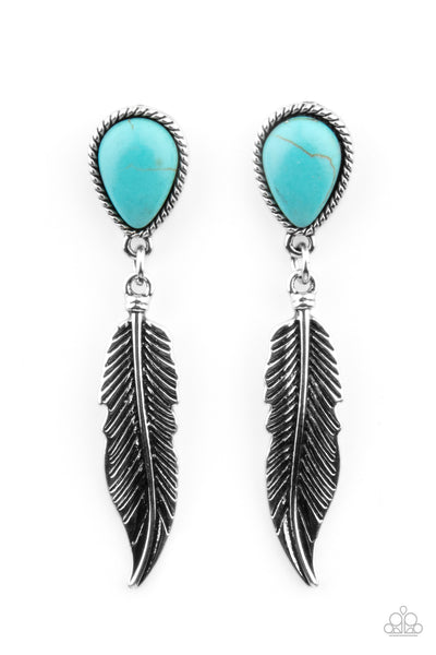 Paparazzi Totally Tran-QUILL - Blue Earrings