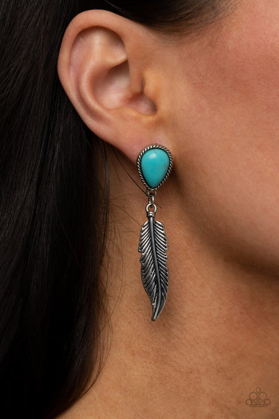 Paparazzi Totally Tran-QUILL - Blue Earrings