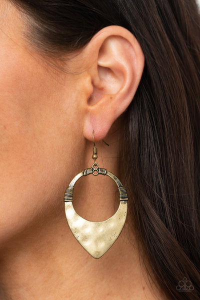 Paparazzi Instinctively Industrial - Brass Earrings