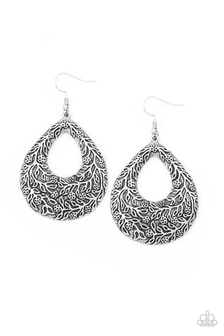 Paparazzi Flirtatiously Flourishing - Silver Earrings