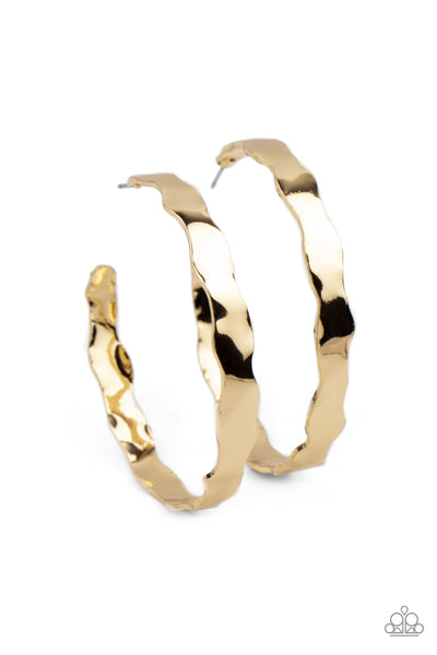 Paparazzi Exhilarated Edge - Gold Earrings