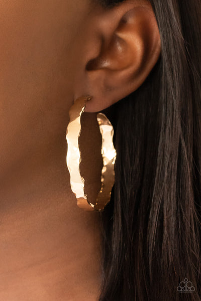Paparazzi Exhilarated Edge - Gold Earrings