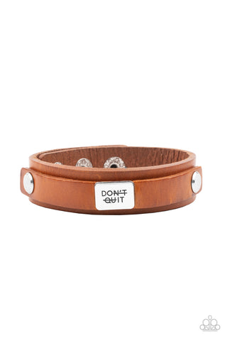 Paparazzi Dont Quit Now - Brown Bracelet