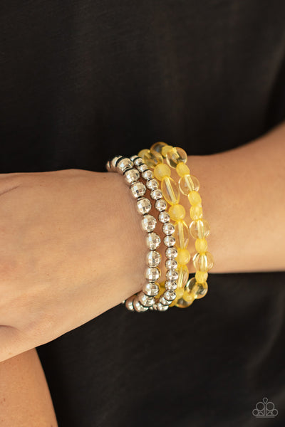 Paparazzi Delightfully Disco - Yellow Bracelet