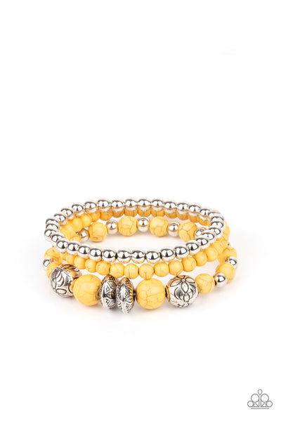 Paparazzi Desert Blossom - Yellow Bracelet