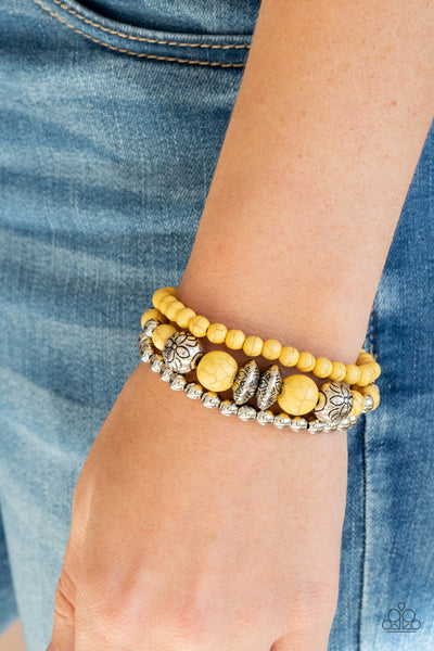 Paparazzi Desert Blossom - Yellow Bracelet