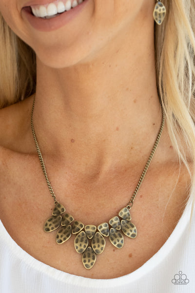 Paparazzi Rustic Smolder - Brass Necklace