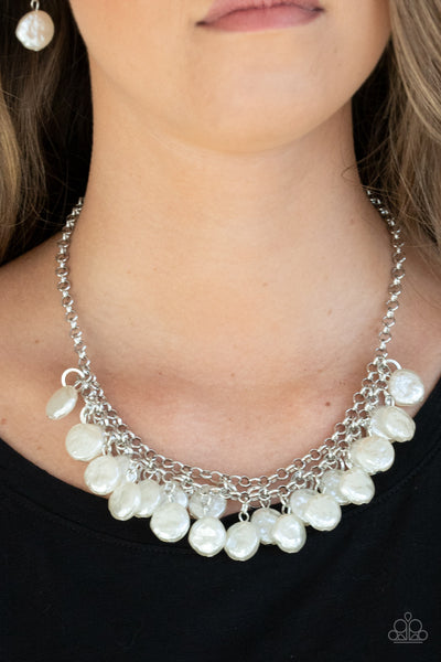 Paparazzi BEACHFRONT and Center - White Necklace