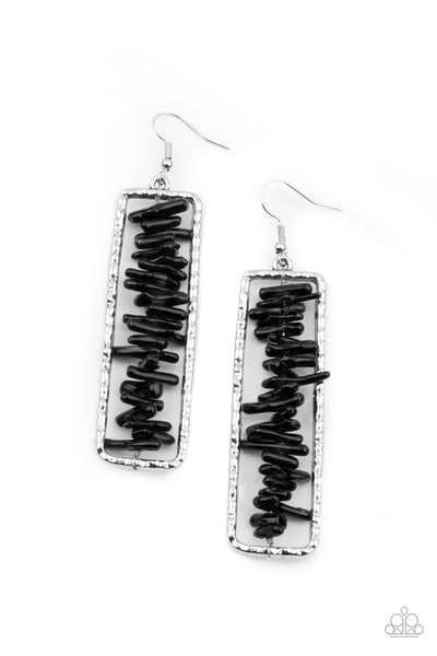 Paparazzi Dont QUARRY, Be Happy - Black Earrings