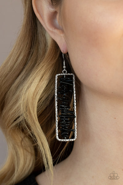 Paparazzi Dont QUARRY, Be Happy - Black Earrings