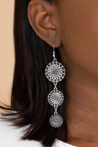 Paparazzi Festively Floral - Purple Earrings