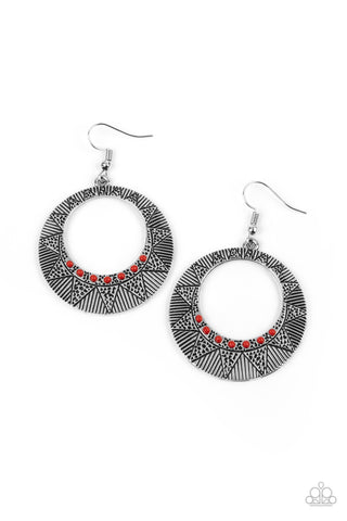 Paparazzi Adobe Dusk - Red Earrings