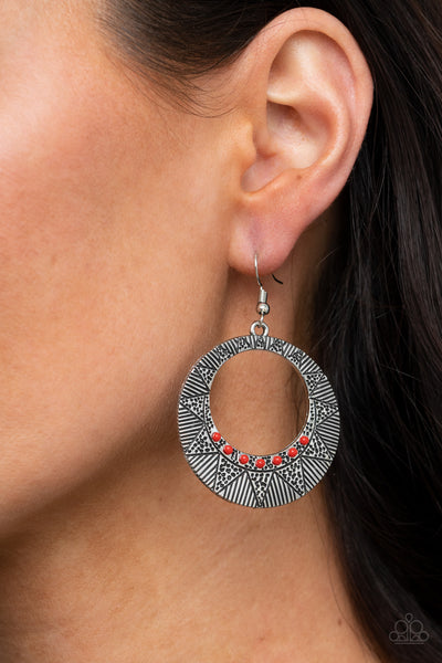 Paparazzi Adobe Dusk - Red Earrings