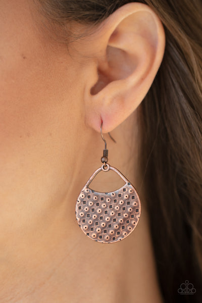 Paparazzi Im Sensing a Pattern Here - Copper Earrings