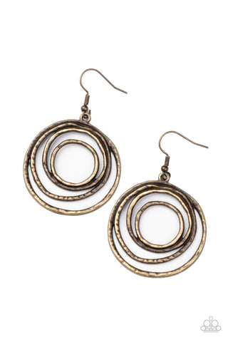 Paparazzi Spiraling Out of Control - Brass Earrings
