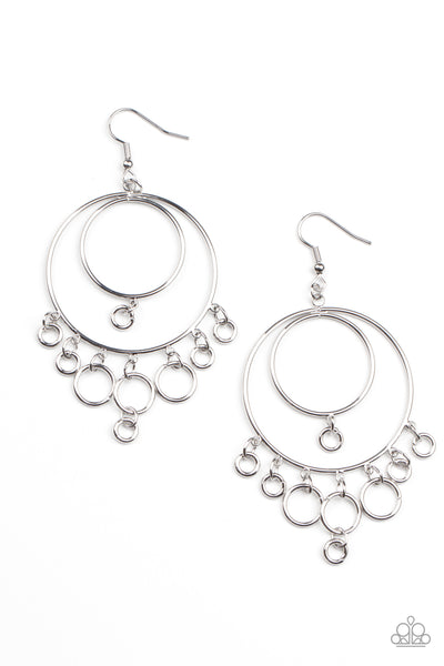 Paparazzi Roundabout Radiance - Silver Earrings