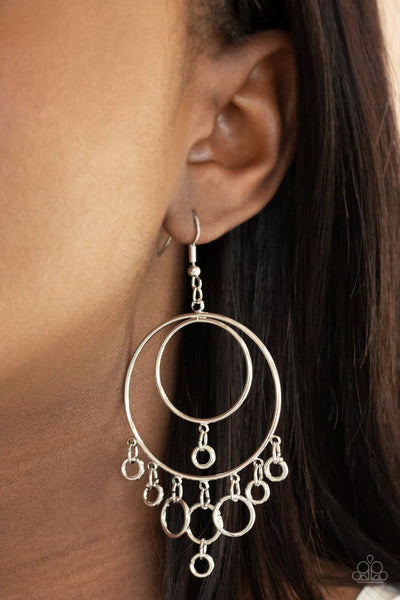 Paparazzi Roundabout Radiance - Silver Earrings