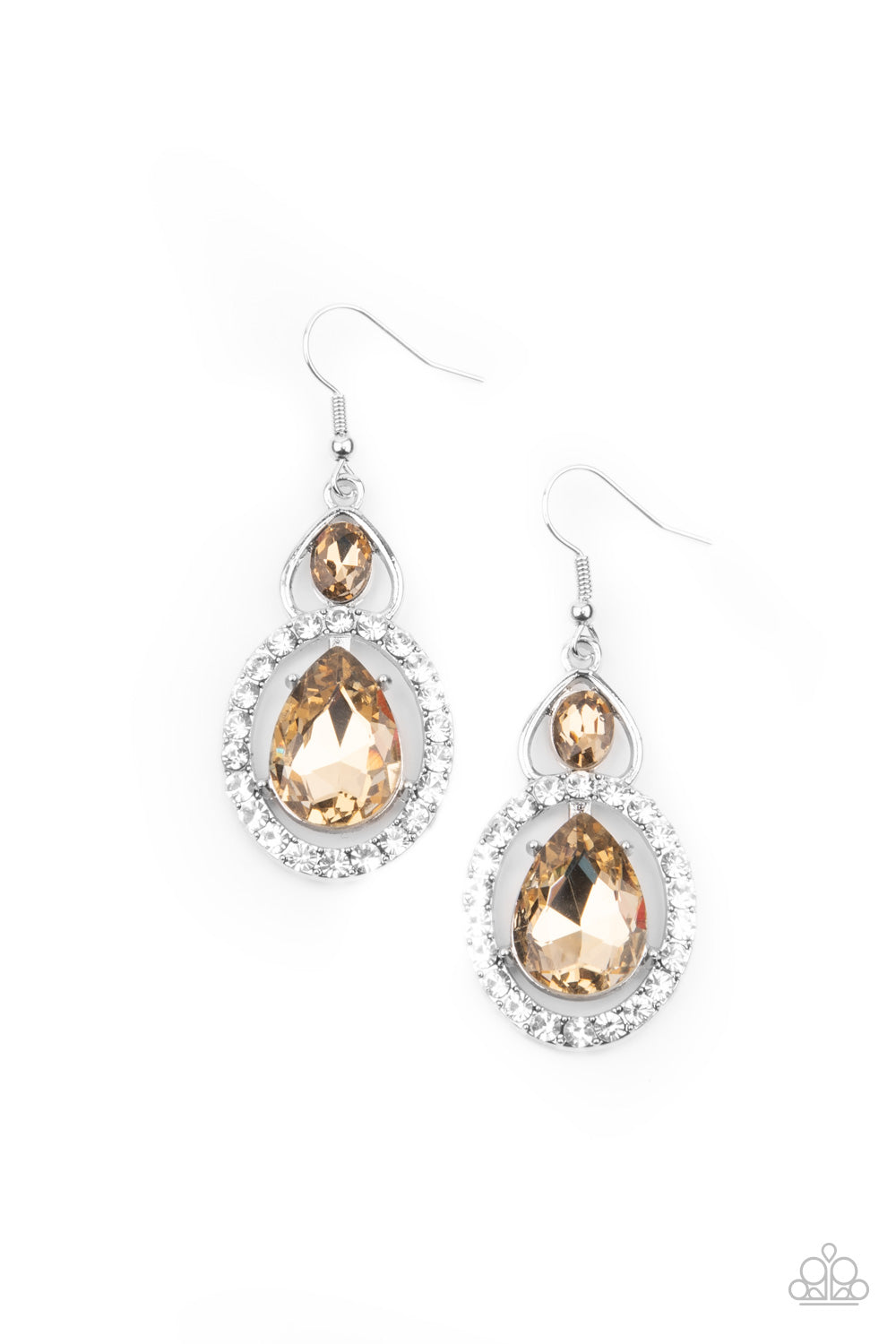 Paparazzi Double The Drama - Brown Earrings