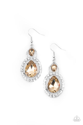 Paparazzi Double The Drama - Brown Earrings