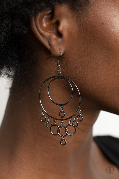 Paparazzi Roundabout Radiance - Black Earrings