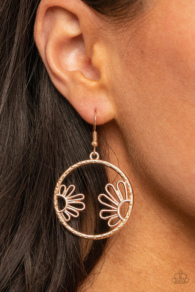 Paparazzi Demurely Daisy - Rose Gold Earrings