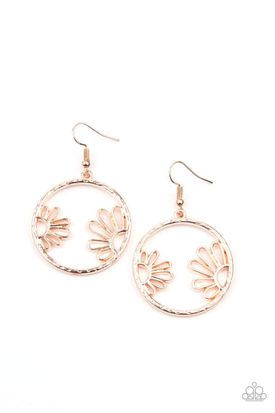 Paparazzi Demurely Daisy - Rose Gold Earrings